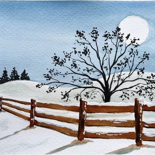 Watercolor Winter Scene 529 × 529