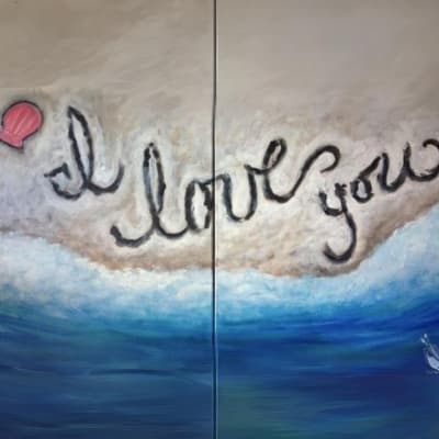 Canvas Painting Forming “I Love You”