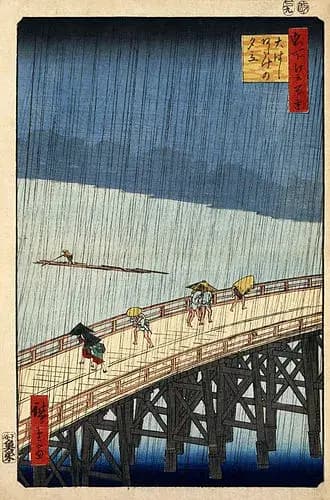 Hiroshige - Sudden Shower over Shin-Ōhashi Bridge and Atake