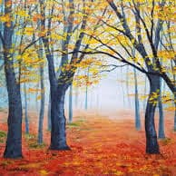 Acrylic Painting of a Autumn Forest - Cute Acrylic Painting Idea