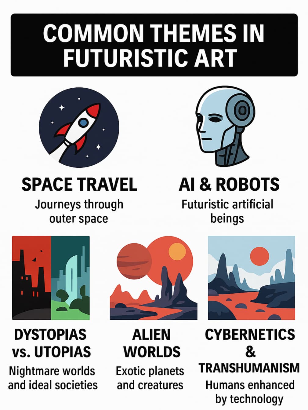 Common themes in futuristic art
