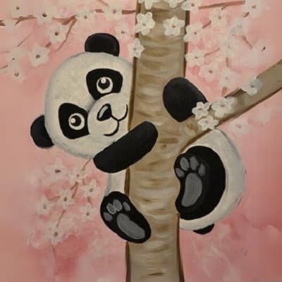 Cute Panda Hugging the Tree - Cute Paintings