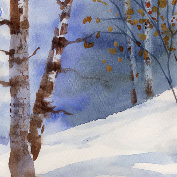 Snowy Scenes Watercolor Painting 612 × 612