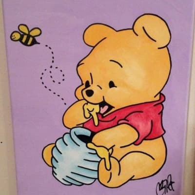 Cute Pooh Eating Honey - Cute Cartoon Paintings pretty painting ideas that are cute