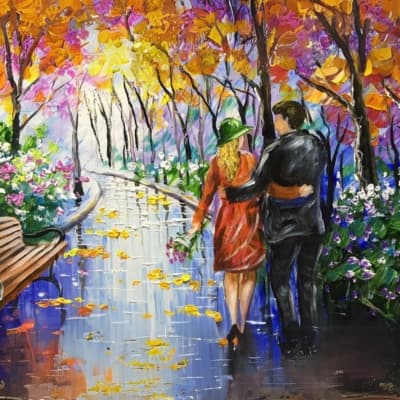 Couple Taking A Walk In A Beautiful Natural Setting