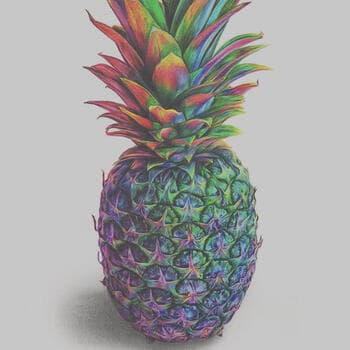 Painting of a Colorful Pineapple - Easy Acrylic Painting Ideas