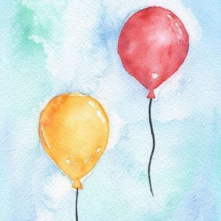 Baloons Watercolor Painting 454 × 454