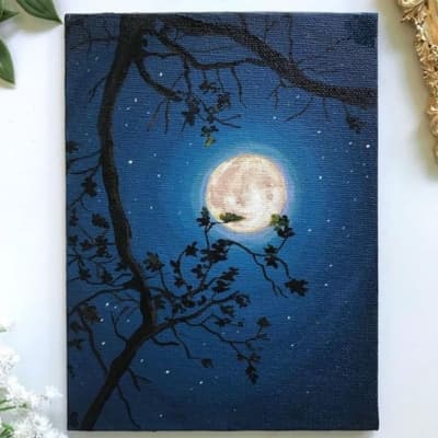 The Moon Painting on Canvas - Deep Canvas Painting Idea
