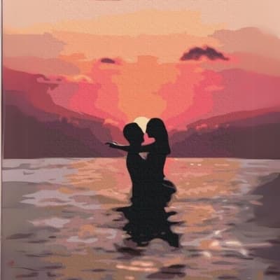 Couple Kissing in Water