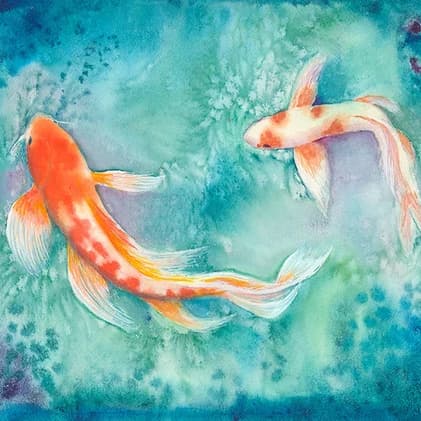 Koi Fish Watercolor Painting 421 × 421