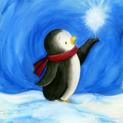 Cartoon Penguin Painting