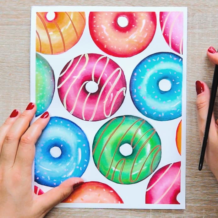 Watercolor Donuts 694 × 694