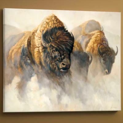 Bison in the Mist Painting on Canvas