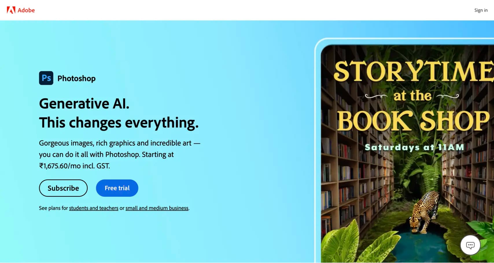 Screenshot of Adobe Photoshop Website