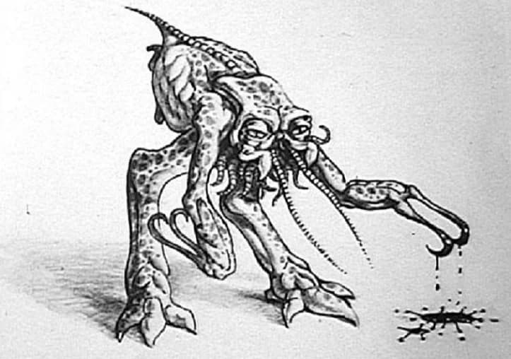 Original designs for the Xenomorph creature in Alien