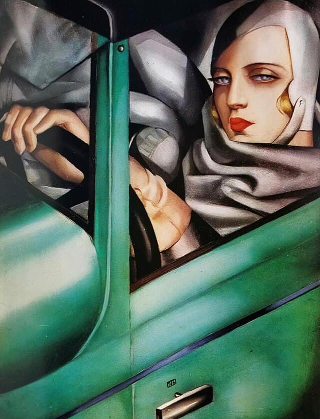 “Autoportrait (Tamara in a Green Bugatti)” by Tamara de Lempicka