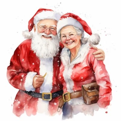 Couple Dressed As Santa