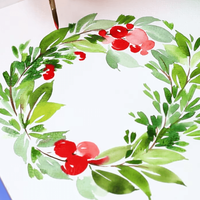 Watercolor Christmas Wreath 690 × 690