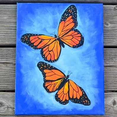 Butterflies Painting with Acrylics 396 × 396