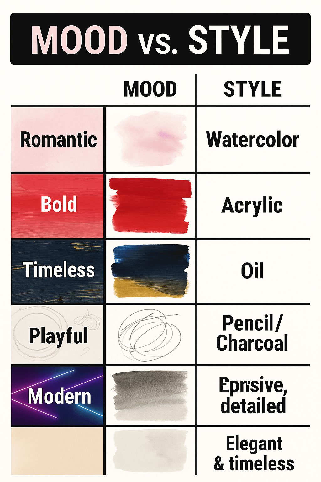 Choose the painting style for your custom painting