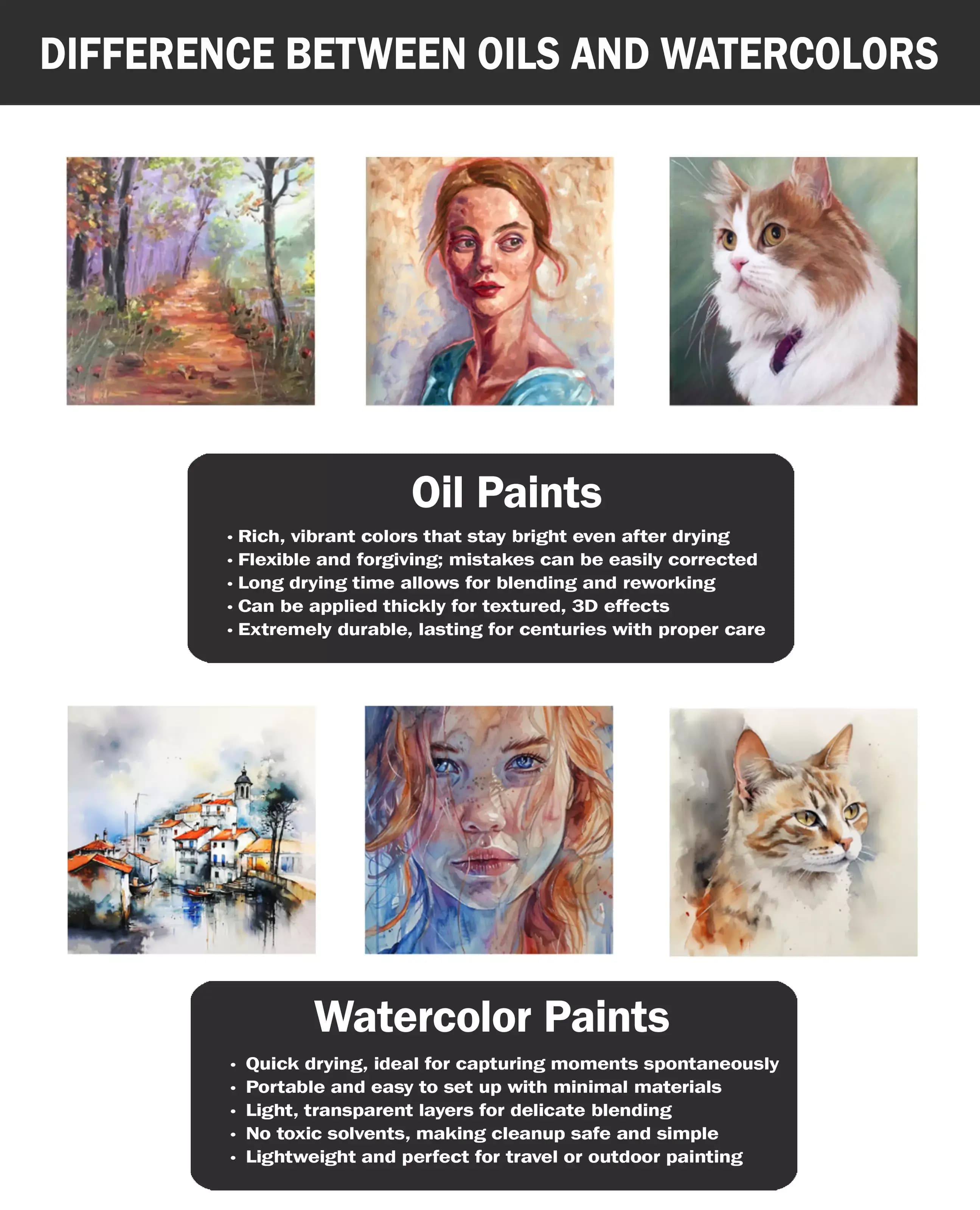 Oil Paint vs Watercolor Differences