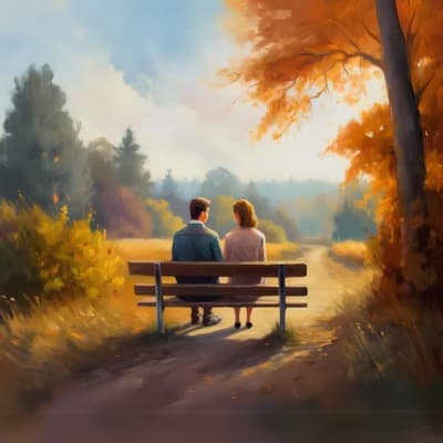 Couple Sitting on A Bench