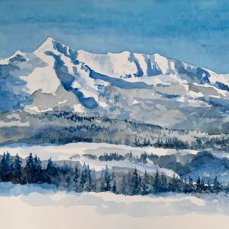 Watercolor Snow-capped Mountains  450 × 450