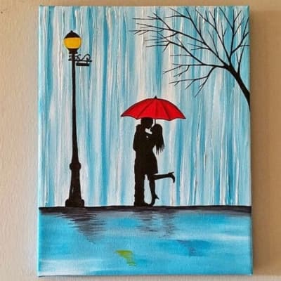 Couple Hugging in Rain