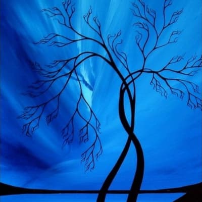 Self Hugging Tree in Blue Background