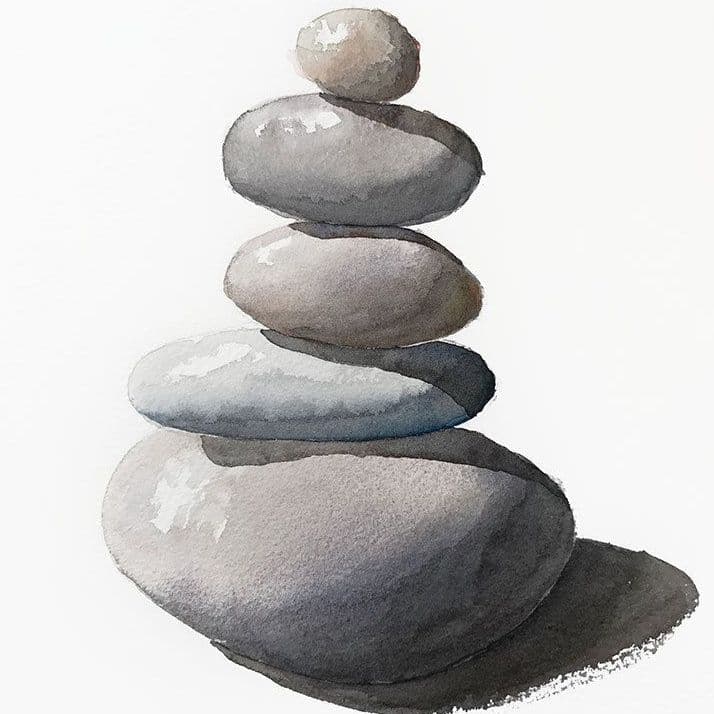 Pebbles Watercolor Painting 714 × 714