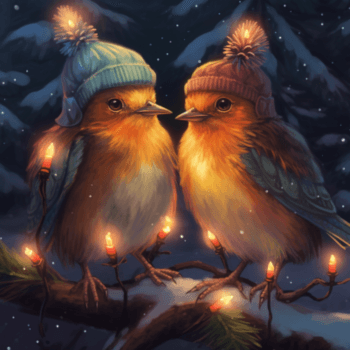 Christmas Birds on a Branch
