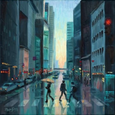 Urban Scene Painting on Canvas - Deep Canvas Painting Idea