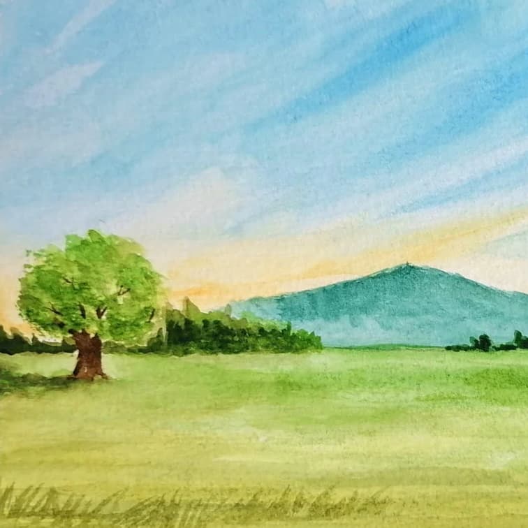 Simple Watercolor Landscape 756 × 756