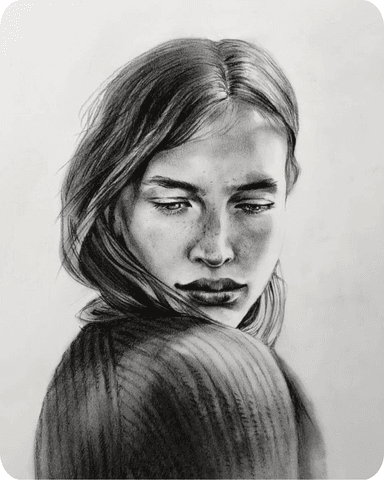 Custom Charcoal Individual Drawing Example