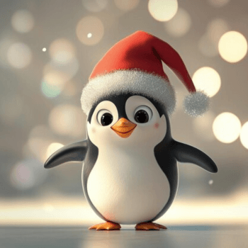 Playful Penguins in Santa Hats
