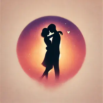 Silhouette Art of a Couple's Embrace A