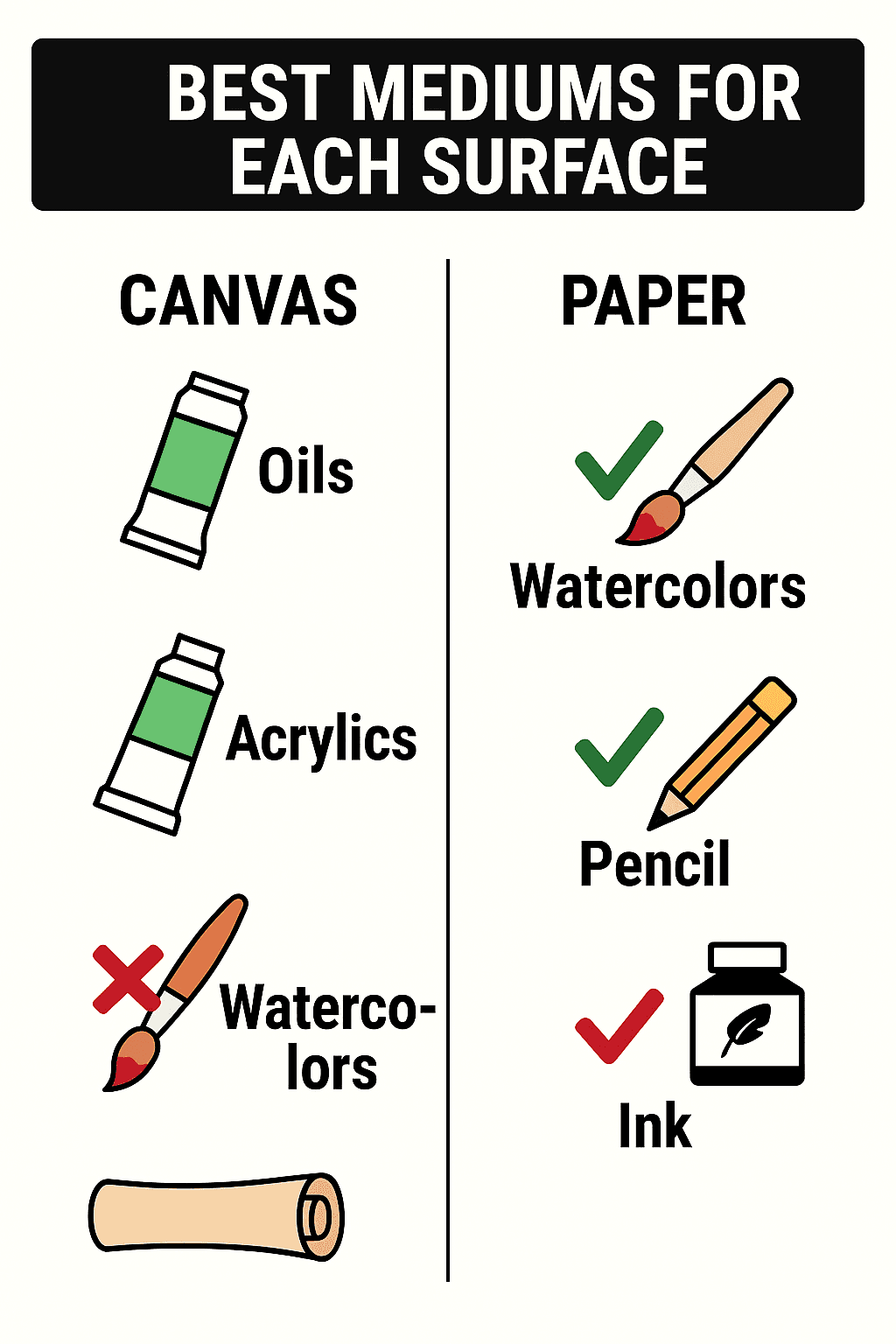 Best medium for each surface