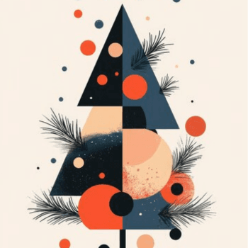 Abstract Christmas Tree with Geometric Shapes