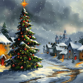 Old-Fashioned Snowy Town