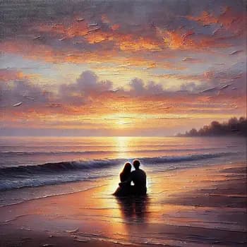 Romantic Sunset Painting