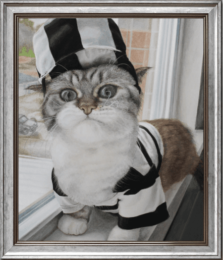 Framed Acrylic Portrait of a Cat